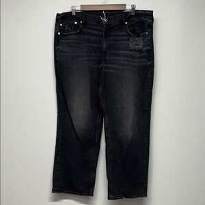 American Eagle Stretch Curvy Straight Jean Black 18 Short